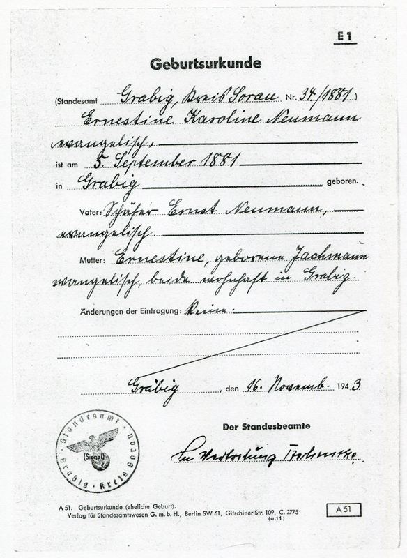34_Geburtsurkunde von Ernestine Karoline Neumann_05_September 1881