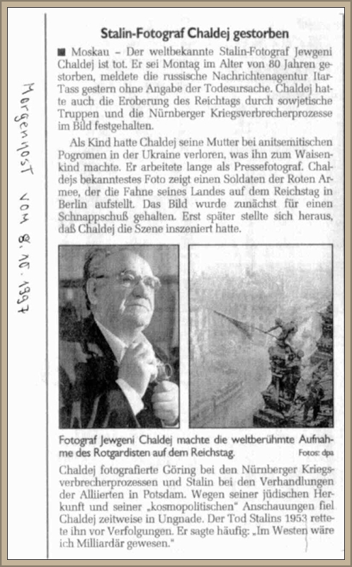 02_Stalin-Fotograf Chaldej gestorben_Morgenpost vom 8_Oktober 1997